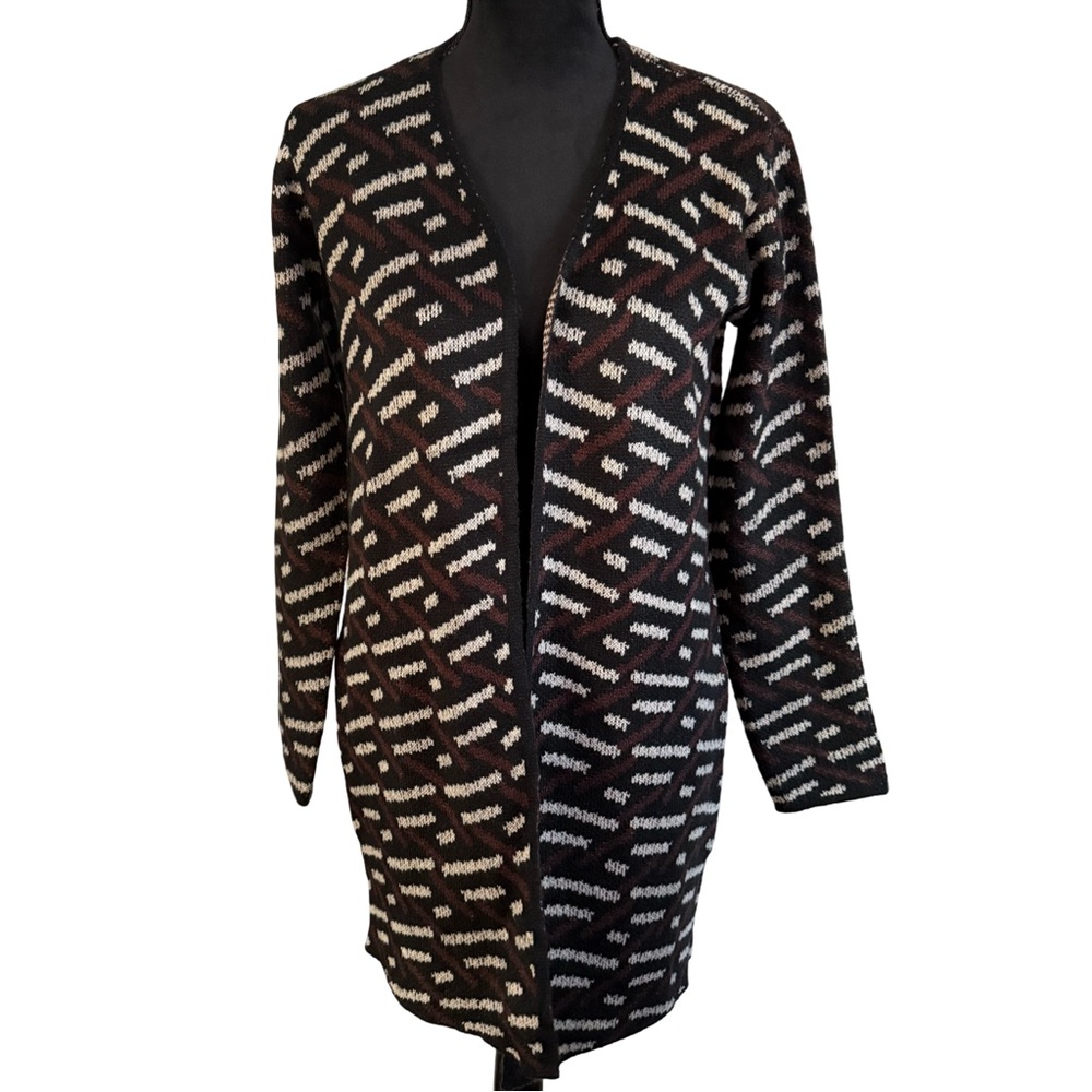 NWT By‎ Design Open Front Knit Cardigan – Geometric Pattern